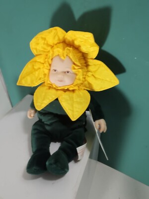 Anne Geddes 1999 Daffodil Beanie Stuffed Doll Green Yellow Especially Kids Co.
