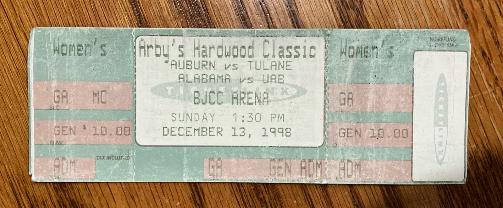 Auburn vs Tulane & Alabama vs UAB Basketball Game Day ticket Stub. 12 ...