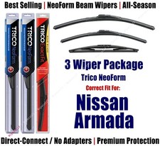 3-Pack Wipers Front & Rear NeoForm - fit 2005-2015 Nissan Armada - 16240/220/12B