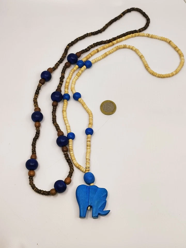 8 x Holzkette - Neu - Ibiza blau / Kette Sammlung Konvolut Schmuck Auflösung - Bild 4 von 4