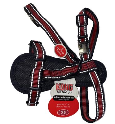 Kong On The Go Adjustable Dog Harness XS Padded Reflect Seat Belt