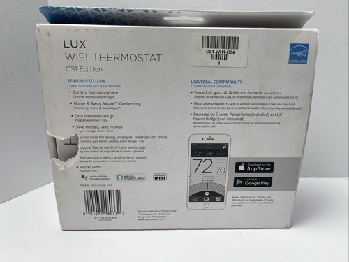LUX Built In WiFi Heating and Cooling Touch Screen Smart-Enabled Thermostat - Picture 5 of 5