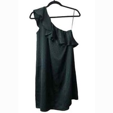 New! Madewell Green Silk Dancefloor One-Shoulder Mini Dress