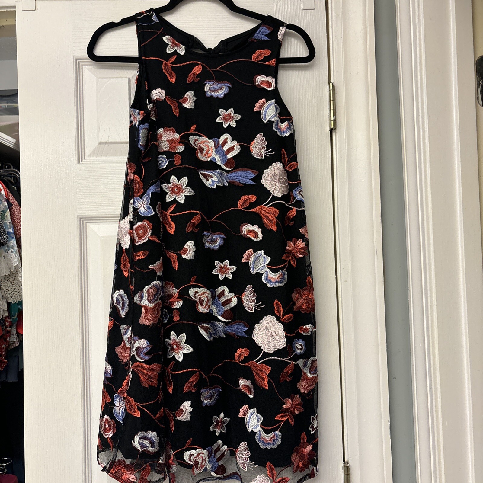 Embroidered Cocktail Dress By Beige. Sleeveless Short Dress With Bow Back Size S-image