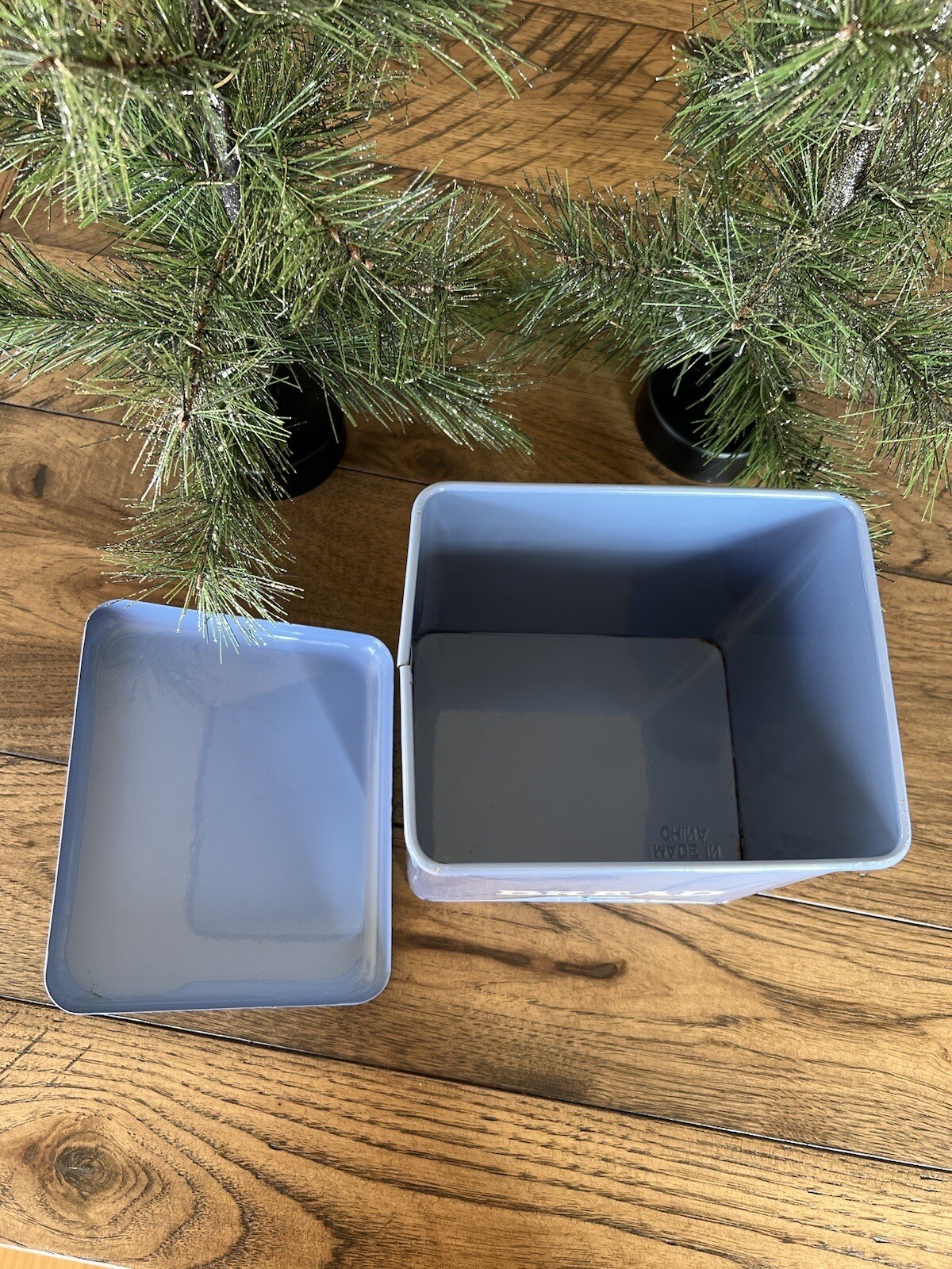 Vintage Enamelware Bread Box Metal Small Tin Farmhouse Country Primitive