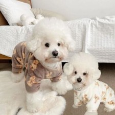 Pet Plush Jumpsuit Autumn Winter Dog Clothes Warm Velvet Sweet Pajamas Puppy