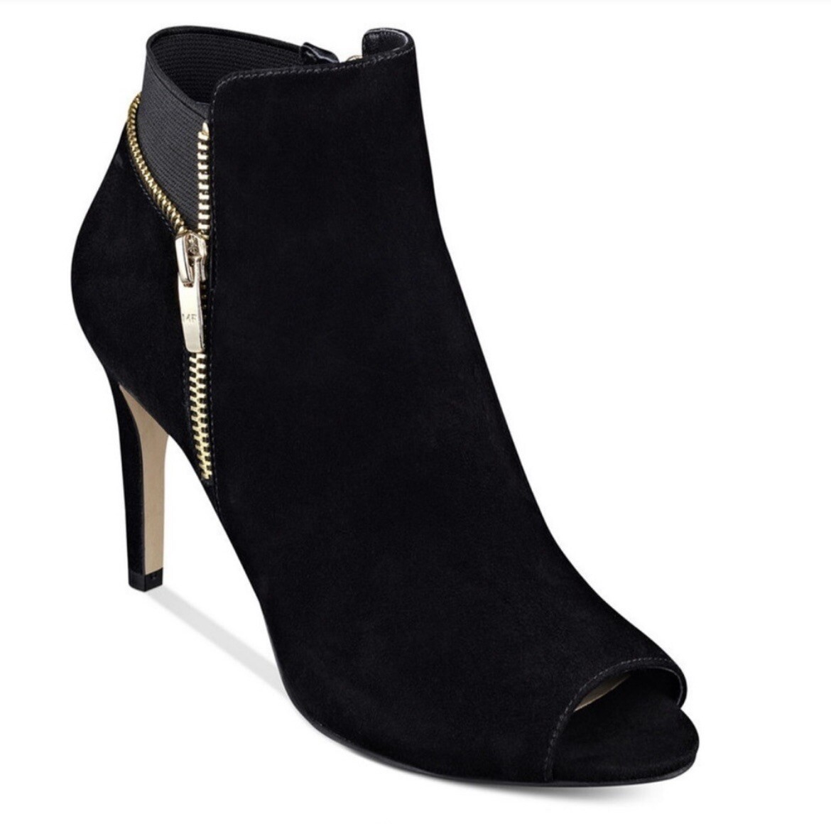 Marc Fisher Ankle Peep Toe Suede Black 