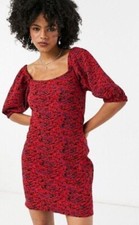Free People Sunset Bodycon Mini Dress Red Boho Printed Women's Size Medium