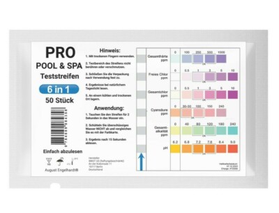 50x Pool Test 6in1 Whirlpool Wassertester Teststreifen Chlor pH Werte Testpapier