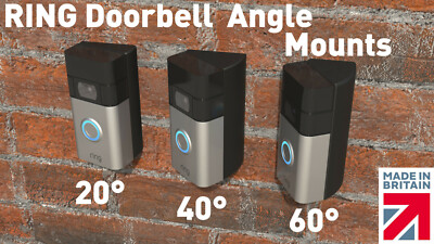Winkelhalterung für Ring Doorbell 60° Keil SCHWARZ Ring 1/2/3/3+/4 Plus