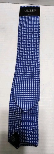 Lauren Ralph Lauren schmale Herrenkrawatte blau geometrisches Muster Seidenmischung UVP $ 69,50