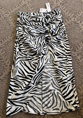 New zara Animal Print MIDI Skirt,Size L,Color White &Black