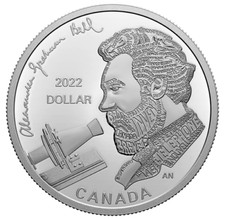 🇨🇦 2022 Alexander Graham Bell : Great Inventor - Pure Proof Silver Dollar