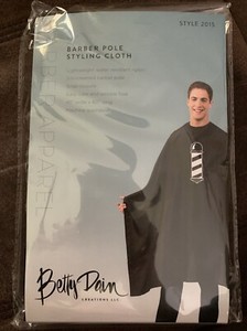 Betty Dain Barber Pole Cutting Styling Cape Snap Closure 45"x60" Black