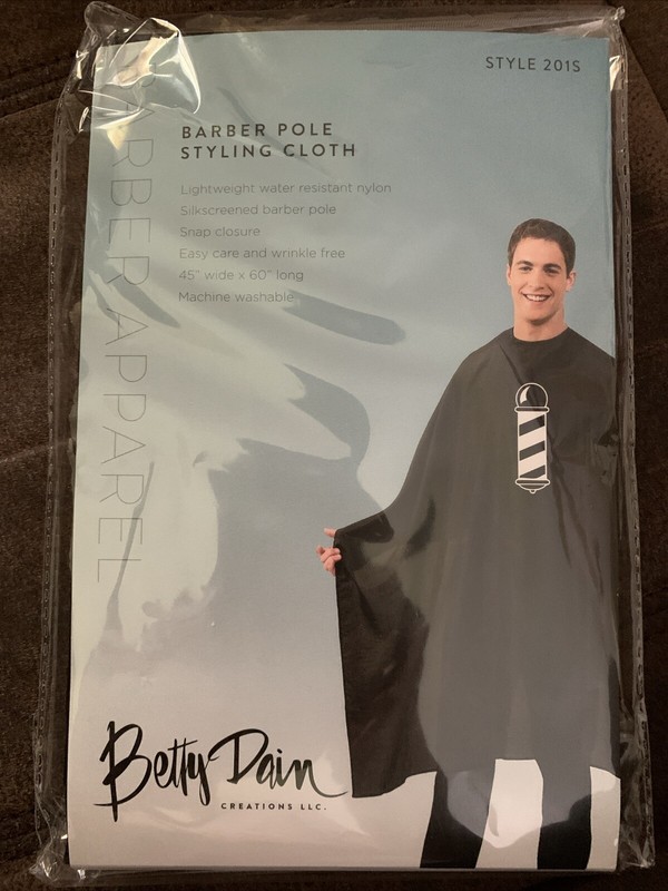 Betty Dain Barber Pole Cutting Styling Cape Snap Closure 45"x60" Black