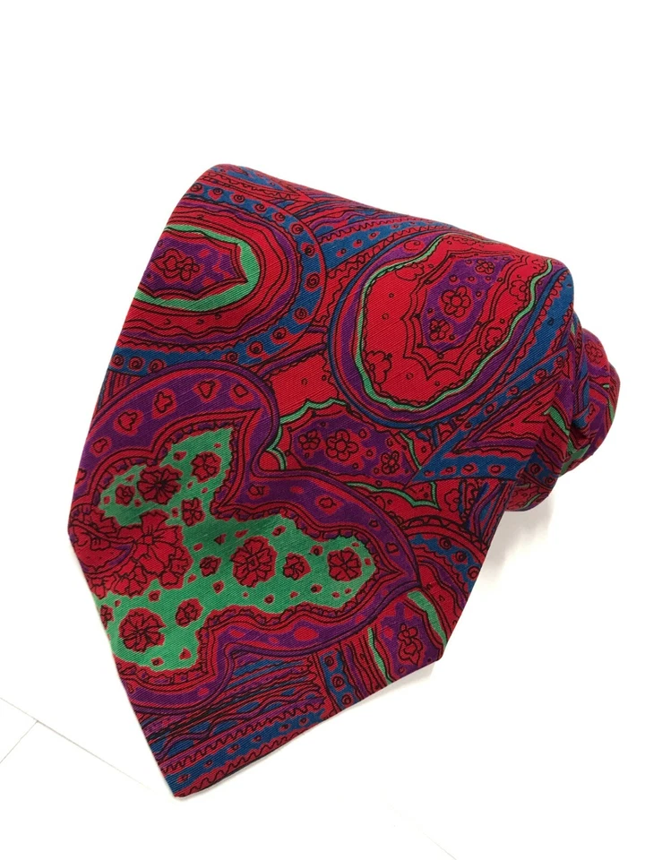 Corbata roja 100 % seda auténtica LAURA BIAGIOTTI de Guarisco diseño artístico Foto 2 de 4