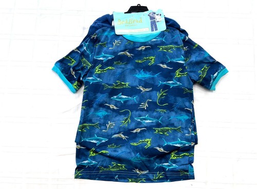 BedHead Boy's Youth 3 Pcs Sleepwear Pajama's Set Size M-12 Blue/Shark - Picture 4 of 6
