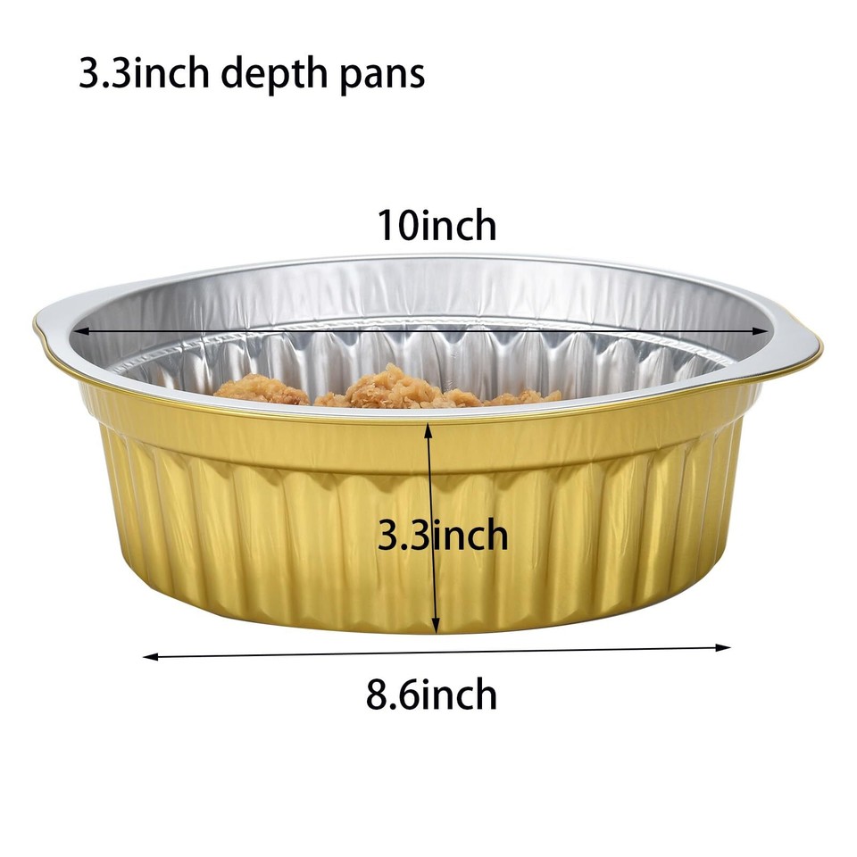 10 inch Gold Aluminum Foil Round Pans Chafing Dish Heavy Duty Microwave