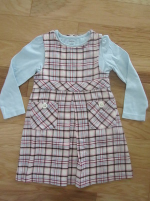 EUC GIRL GYMBOREE WINTER SNOWFLAKE PLAID JUMPER DRESS ANGEL TEE TOP OUTFIT SET 5