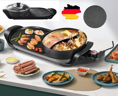 1500w 2 IN1 Elektrogrill Grillpfanne Hot Pot BBQ Multifunktions Portable Cooker - Bild 1 von 10