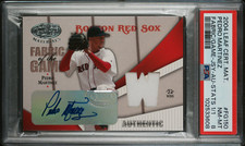2004 LEAF CERTIFIED MATERIALS FABRIC GAME W AUTO #150 PEDRO MARTINEZ PSA 8 #1/1