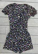 Vintage 70s Two Piece Shorts And Top Set All Over Print Flowers Festival S Hippy