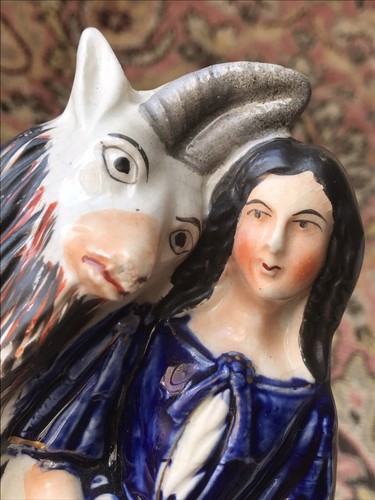 Staffordshire Pottery Figures-Goats & Royal Children-Genuine-Circa 1860-26cm - Picture 22 of 24