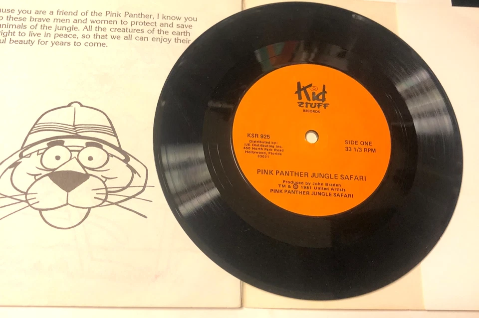 The Pink Panther 7" Record 45 & Book The Pink Panther's Jungle Safari Foto 3 de 4
