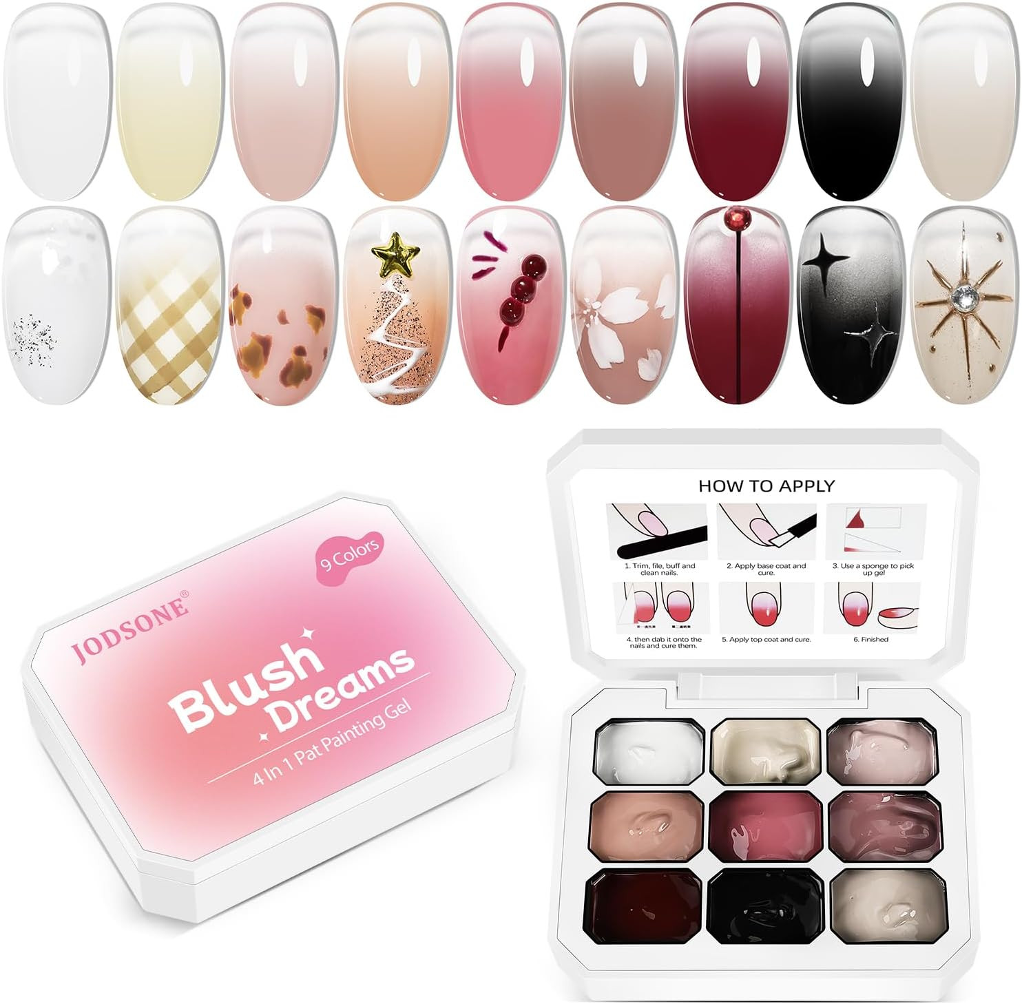Set Di 9 Smalti Gel per Unghie Con Effetto Sfumato E Colorato, per Nail Art E Sa