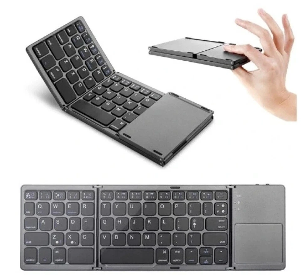 DE-Layout Faltbare Mini Tastatur Bluetooth mit Touchpad Keyboard Ultra Slim - Bild 3 von 4