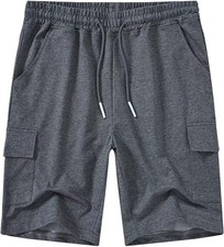 Men's Casual Cargo Shorts Relaxed Fit Elastic Waist Drawstring Lightweight