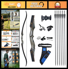 60" Recurve Bow  Arrow Set for Adult Target Practice, 30-50lbs, 6 Fiberglass Ar