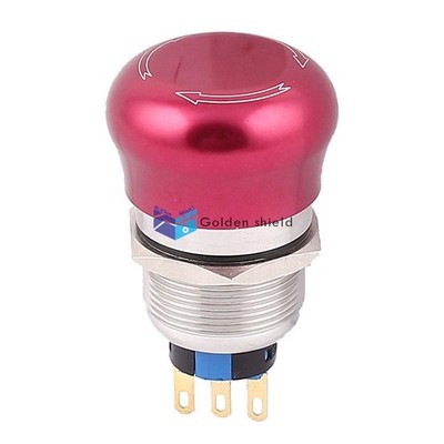 22mm Mounted Thread Red Head Latching Emergency Stop Push Button Switch 3 Pin Kd