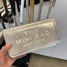 Best Price‼️Marc Jacobs The Metallic Leather Chain Mini Bag silver