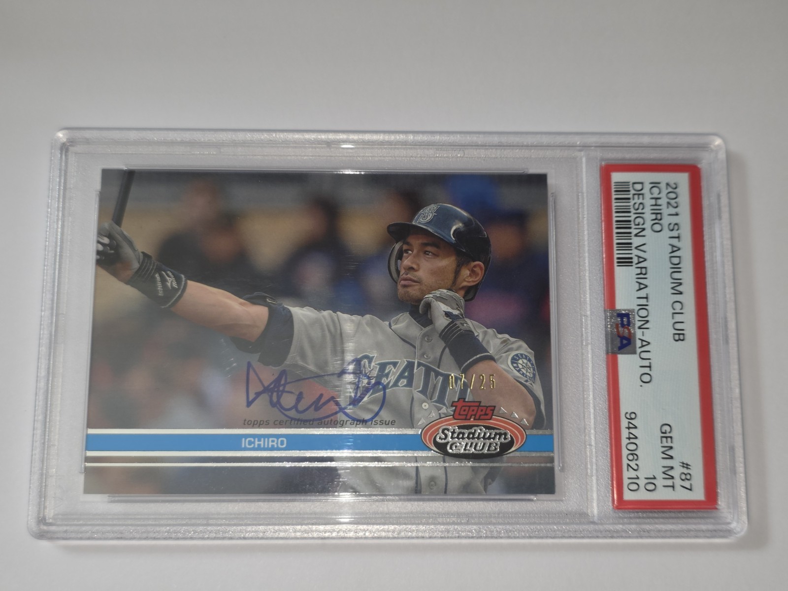 2021 Topps Stadium Club Ichiro #/25 AUTO ON CARD Design Variation PSA 10 🔥📈🐐 view 2