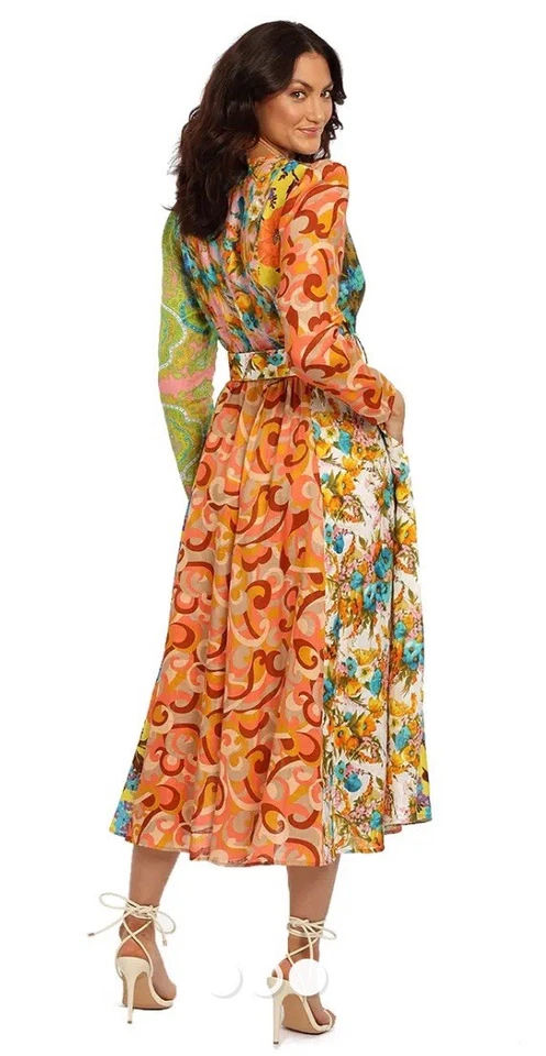 Zimmermann Estelle Dress Size 10 AU-UK / 6 US Spliced Midi Linen 70s Boho Long - Image 3 of 4