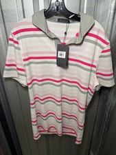 NEW G/FORE Mens M Favourite Stripe Tech Jersey Performance Golf Polo Slim Fit