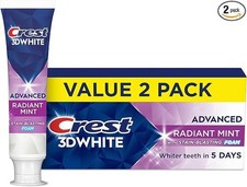 3D White Advanced Toothpaste, Radiant Mint, 3.3 oz Pack of 2 , Whiter Teeth