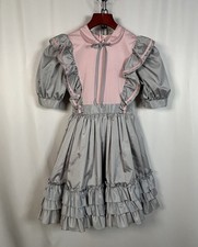 Vintage MARTHA'S MINIATURES Girl's Sz 8 Tiered Ruffle Pink  Gray Dress Pageant