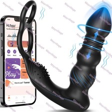Thrusting Anal Vibrator Prostate Massager Butt Plug Penis Ring Sex Toys for Men