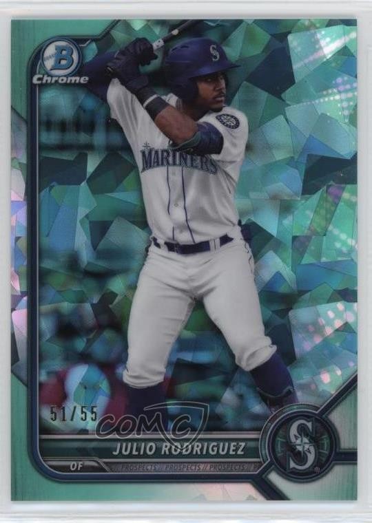 2022 Bowman Sapphire Edition Aqua 51/55 Julio Rodriguez #BCP-45 Rookie RC 3a1