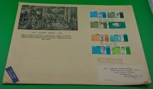 IRELAND FDC Dublin to USA 1966, Easter rising 50th anniversary postal history