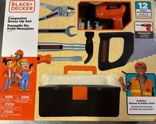 Black decker Junior Carpenter Dress Up Set with 12 Tools  Accessories New