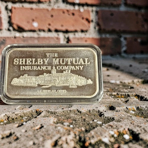 1981 The Shelby Mutual Insurance Company Ohio 1oz .999 Fine Silver Bar  Lot #509