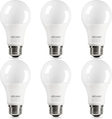 DiCUNO 9W E27 LED Lampe ersetzt 60W, 2700K Warmweiß, 806lm, A60 Matt 