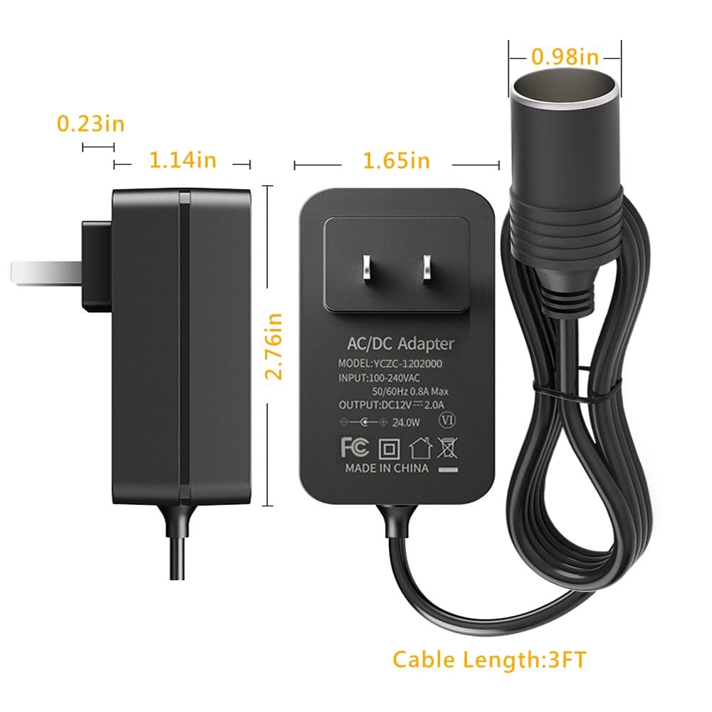 AC to DC Converter 2A Car Cigarette Lighter Socket, 120V to 12V Supply Adapter