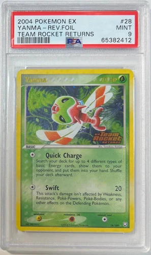 Yanma Reverse Holo PSA 9 2004 Ex Team Rocket Returns #28 LOW POP