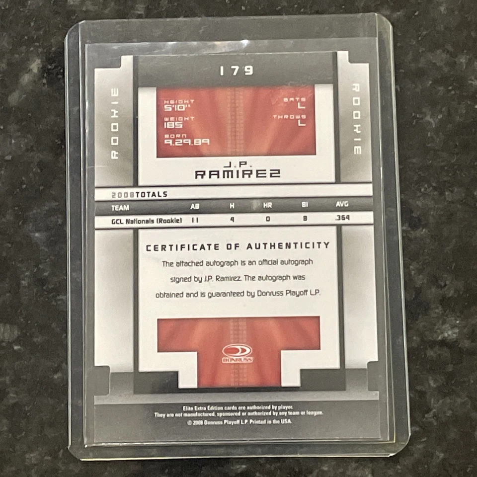 J.P. Ramirez 2008 Elite Extra Edition Status RC Auto #179 10/10 Nationals - Image 2 of 2