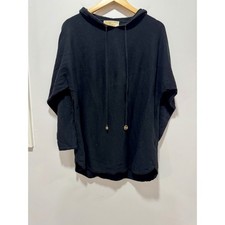 Michael Michael Kors Ultra Soft Black Knit Hoodie Gold MK Logo Hardware 1X