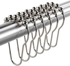 12 Pcs Metal Shower Curtain Hooks Rings Nickel